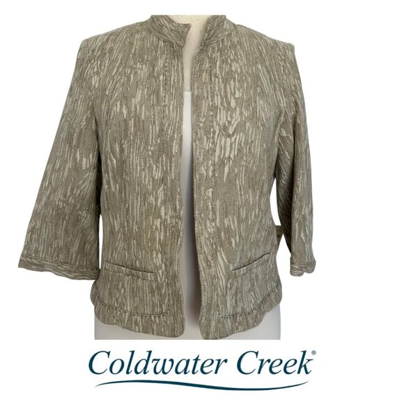 Coldwater Creek Jacquard Open Front Jacket Size Women's 14P - Picture 1 of 8